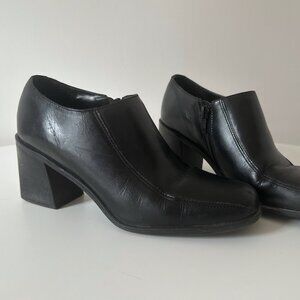 Y2K Black Leather Block Heel Boots